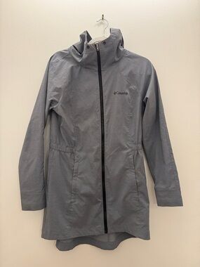 Columbia Gray Hooded Rain Coat